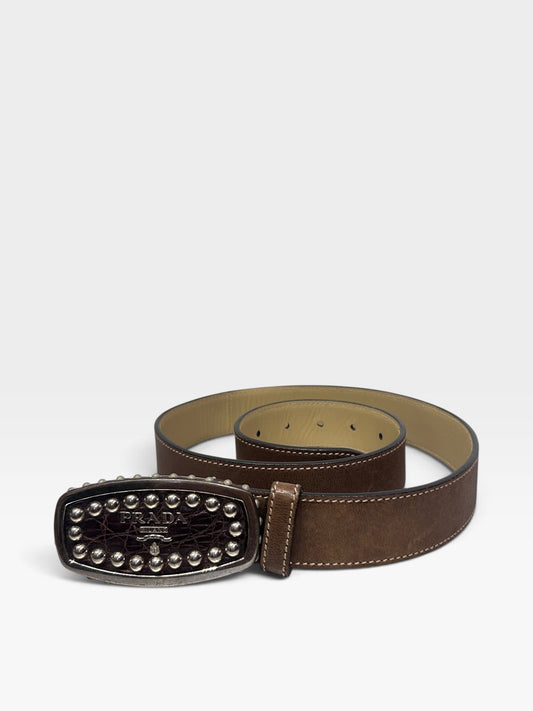 Vintage Prada Studded Leather Belt|Early 2000s