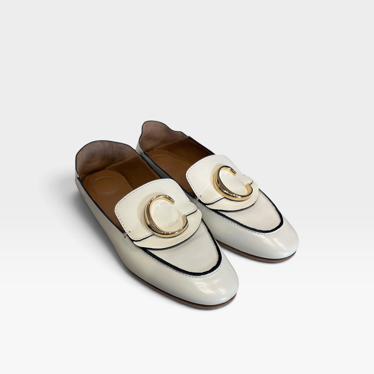 Chloé Cream Leather C Logo Convertible Loafers | 2019