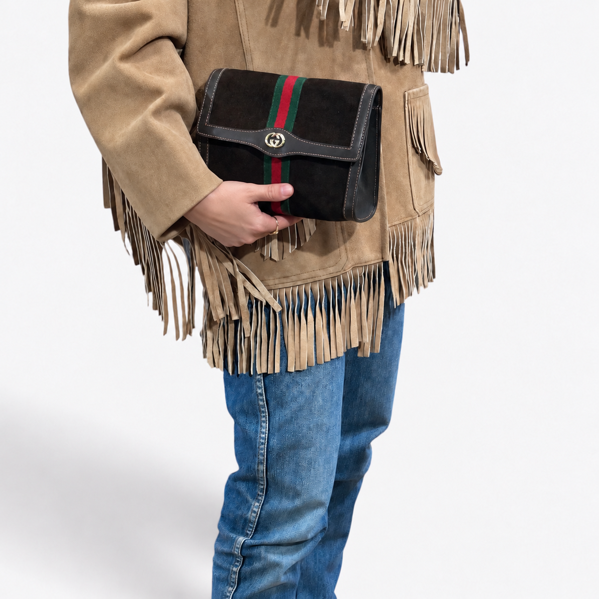 Vintage Gucci Parfums Brown Suede Clutch | Late 1970s
