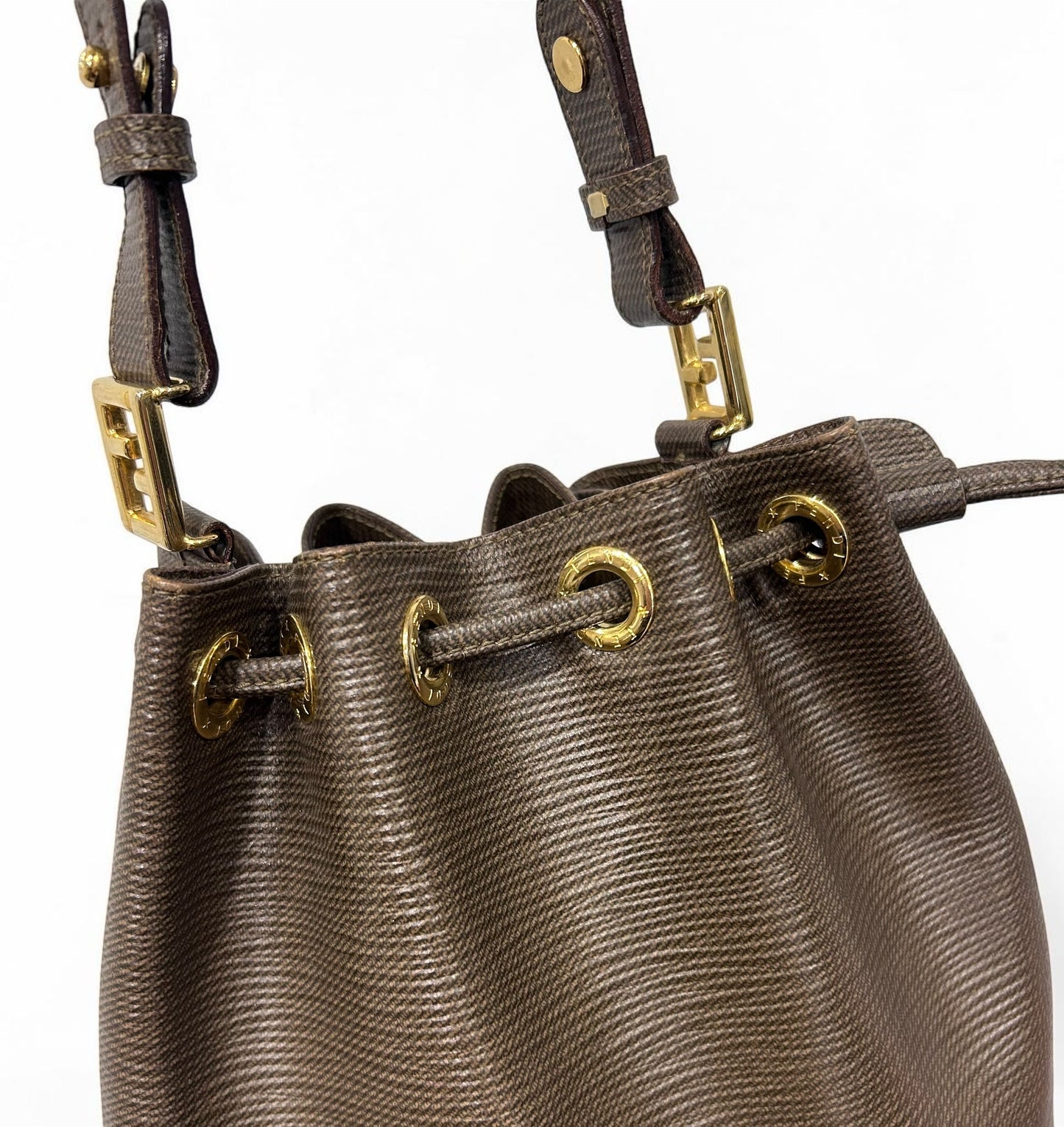 Vintag Fendi  Brown Leather Bucket Bag| Late 90s–Early 2000