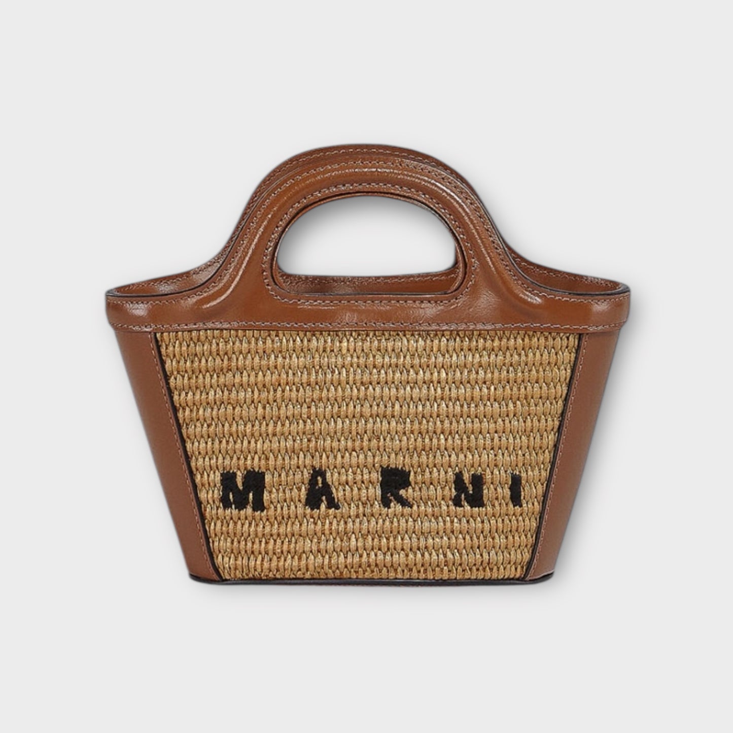 Marni Tropicalia Micro Bag in Brown Leather and Raffia