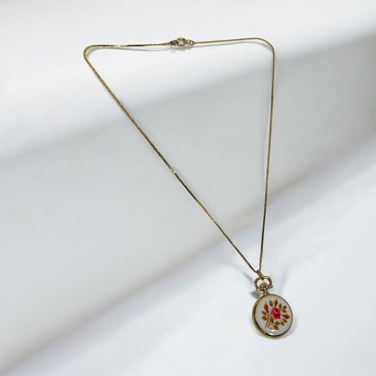 Vintage Rotary Gold-Tone Pendant Watch Necklace