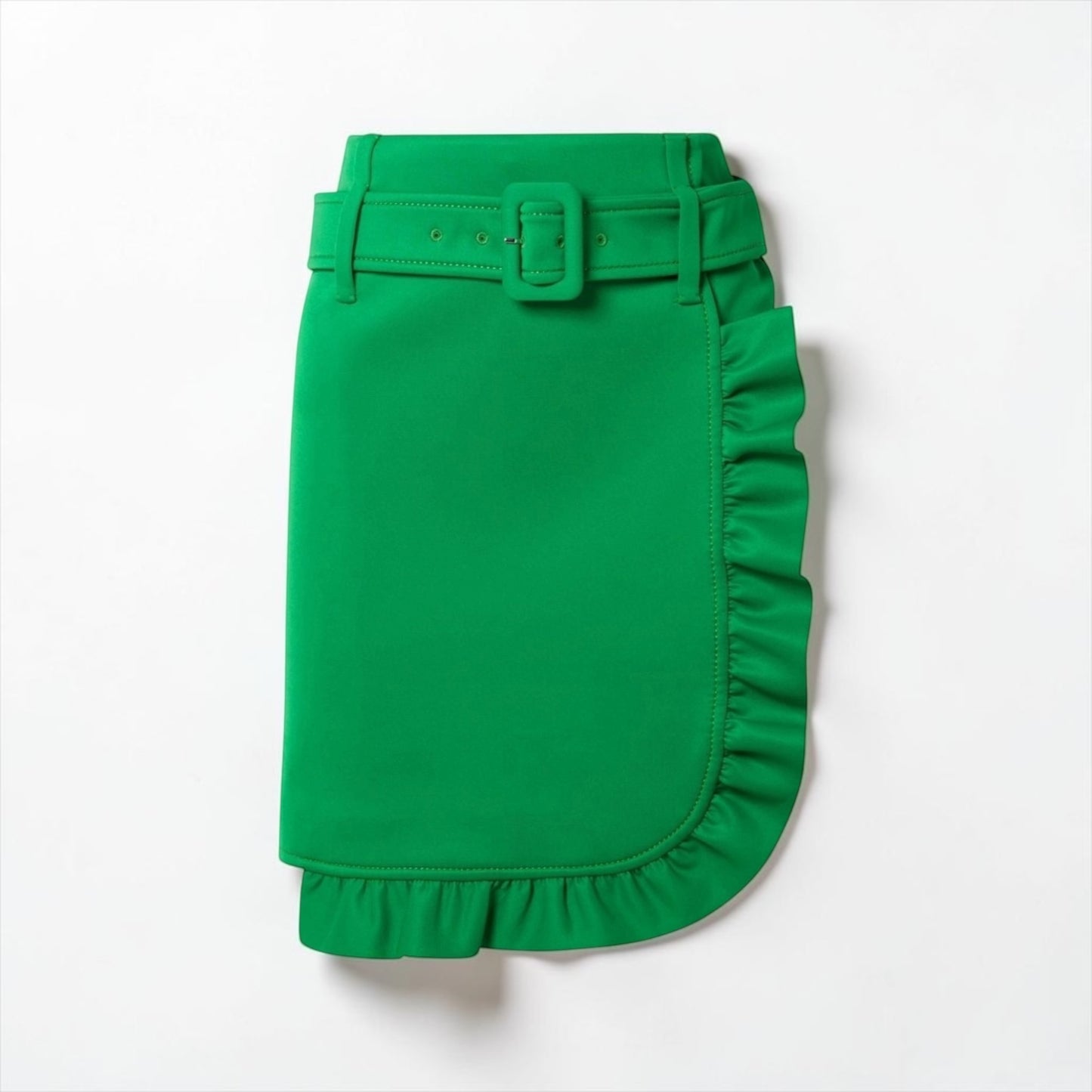 Prada Green Ruffle Trim Mini Skirt |Resort 2019