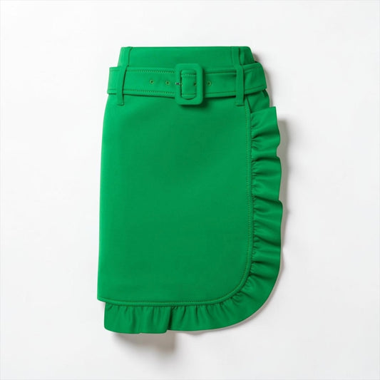 Prada Green Ruffle Trim Mini Skirt |Resort 2019