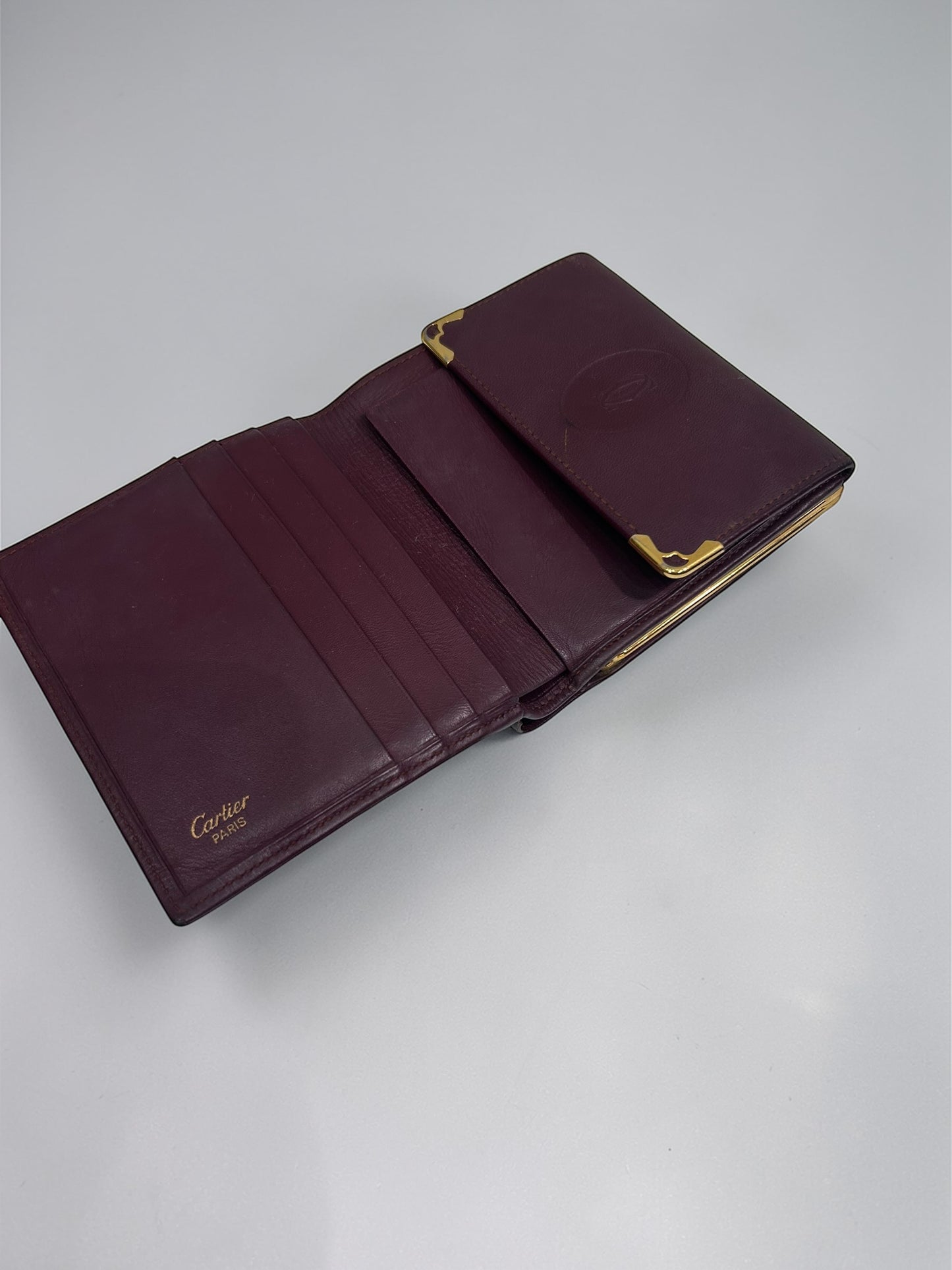 Vintage Cartier Bordeaux Leather Wallet| 1980s