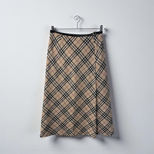 Vintage Burberry London Wool Midi Skirt