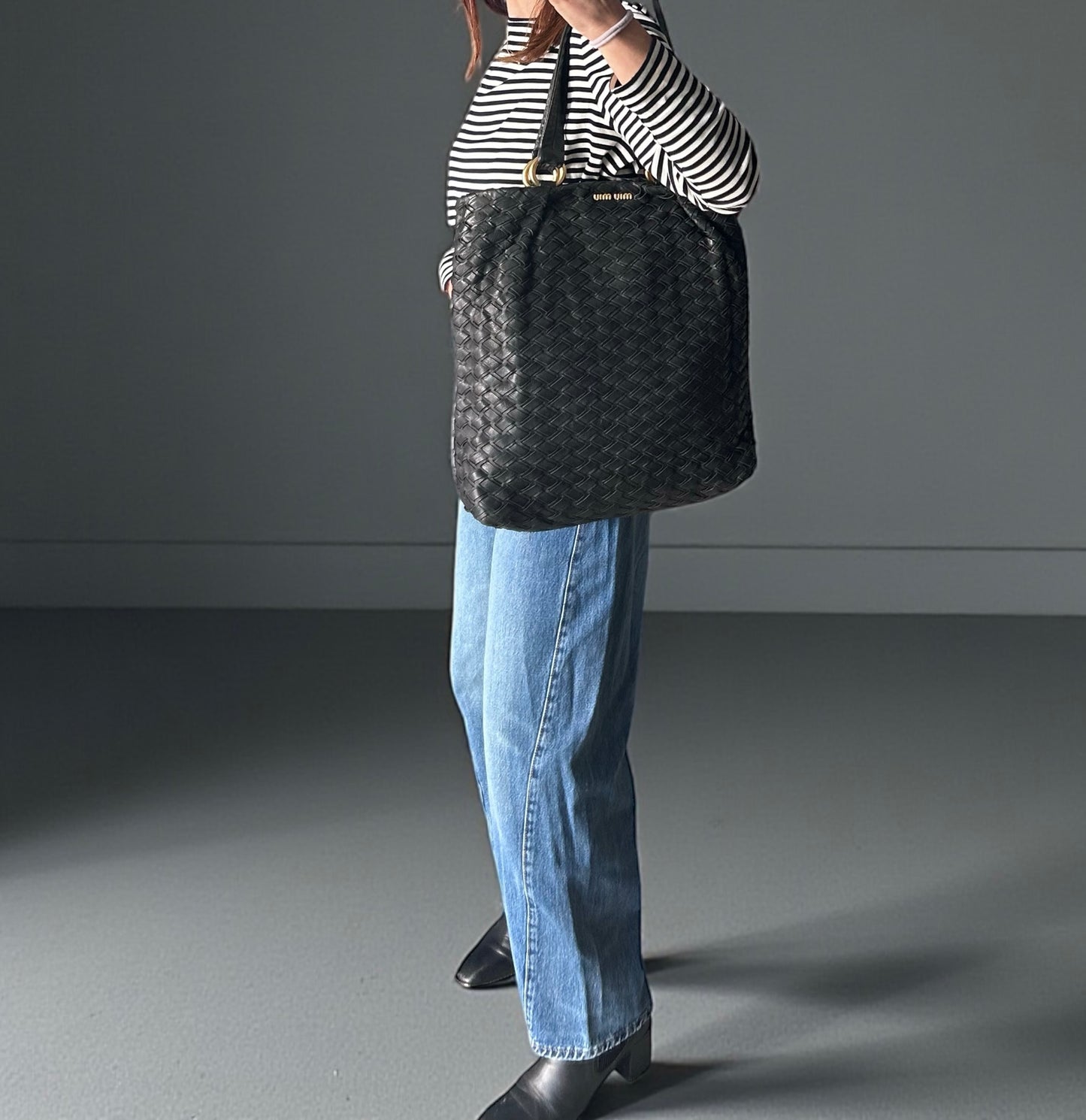 Vintage Miu Miu Woven Leather Tote Bag