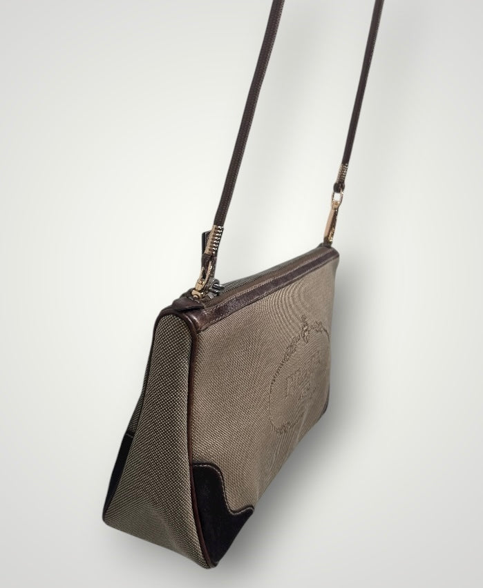 Vintage Prada Canvas & Leather Convertible Clutch Bag