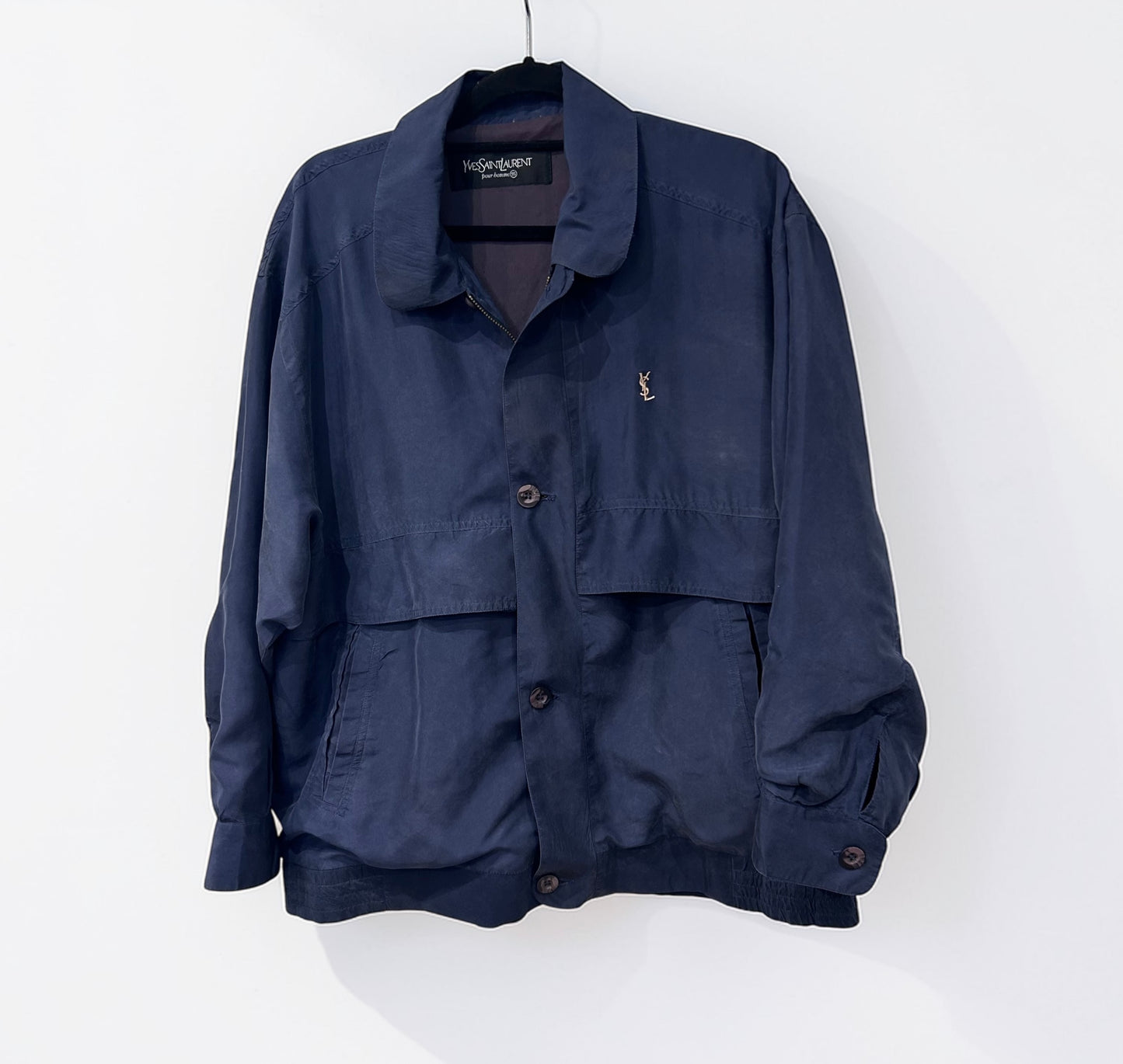 Vintage Yves Saint Laurent Navy Silk Jacket