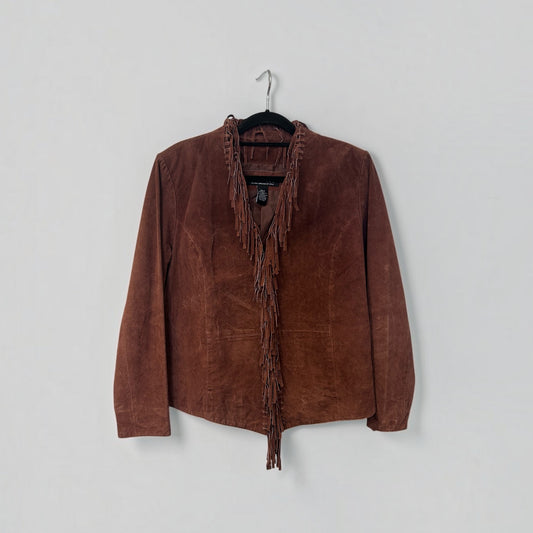 Vintage Brown Suede Fringe Jacket|Early 2000s