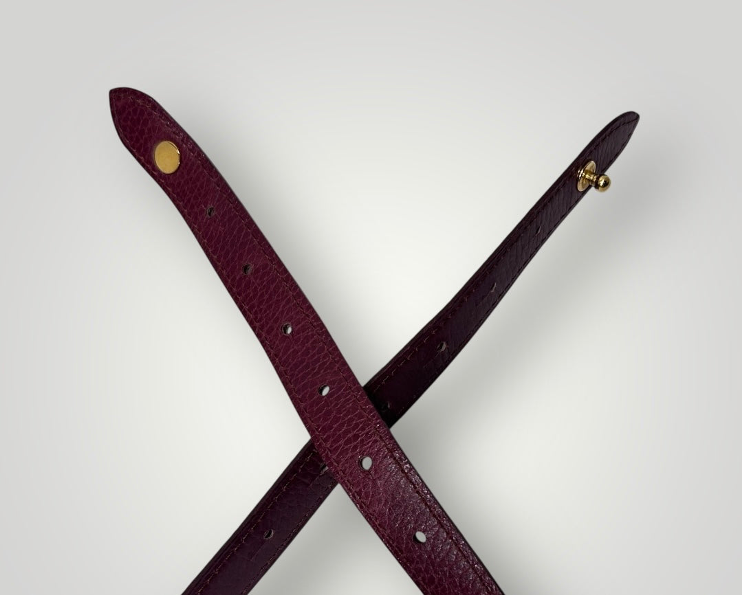 Vintage Cartier Burgundy Leather Belt with Gold-Tone Hardware HD