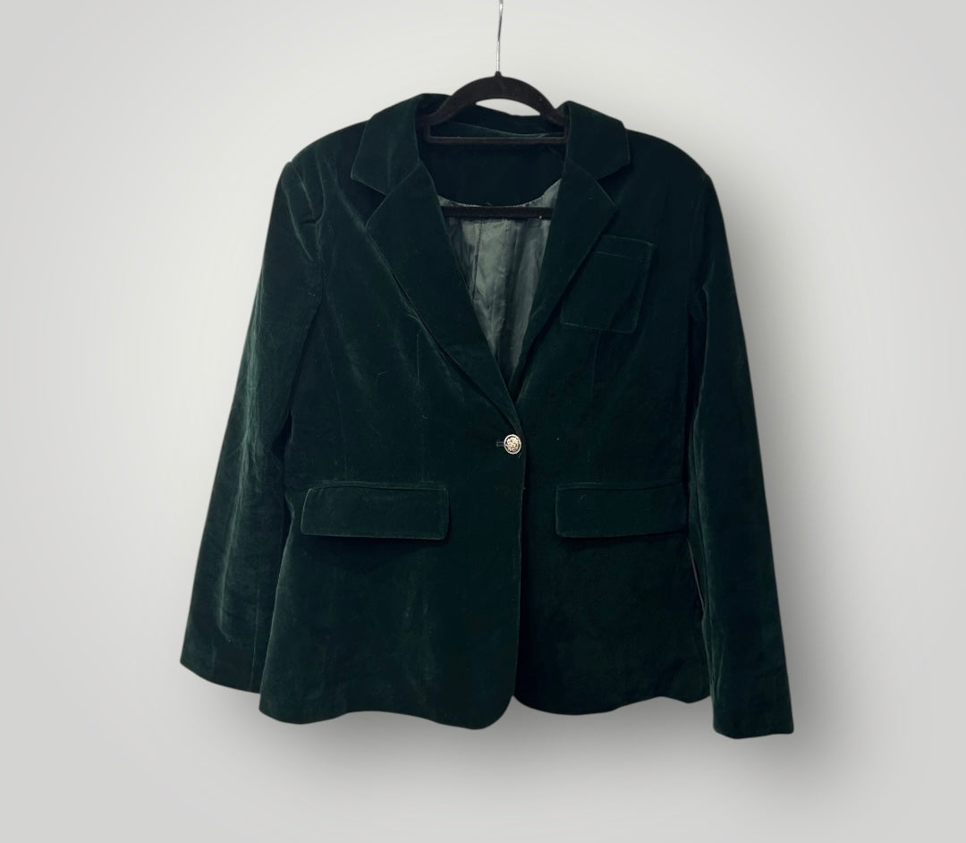 Vintage Bottle Green Velvet Blazer