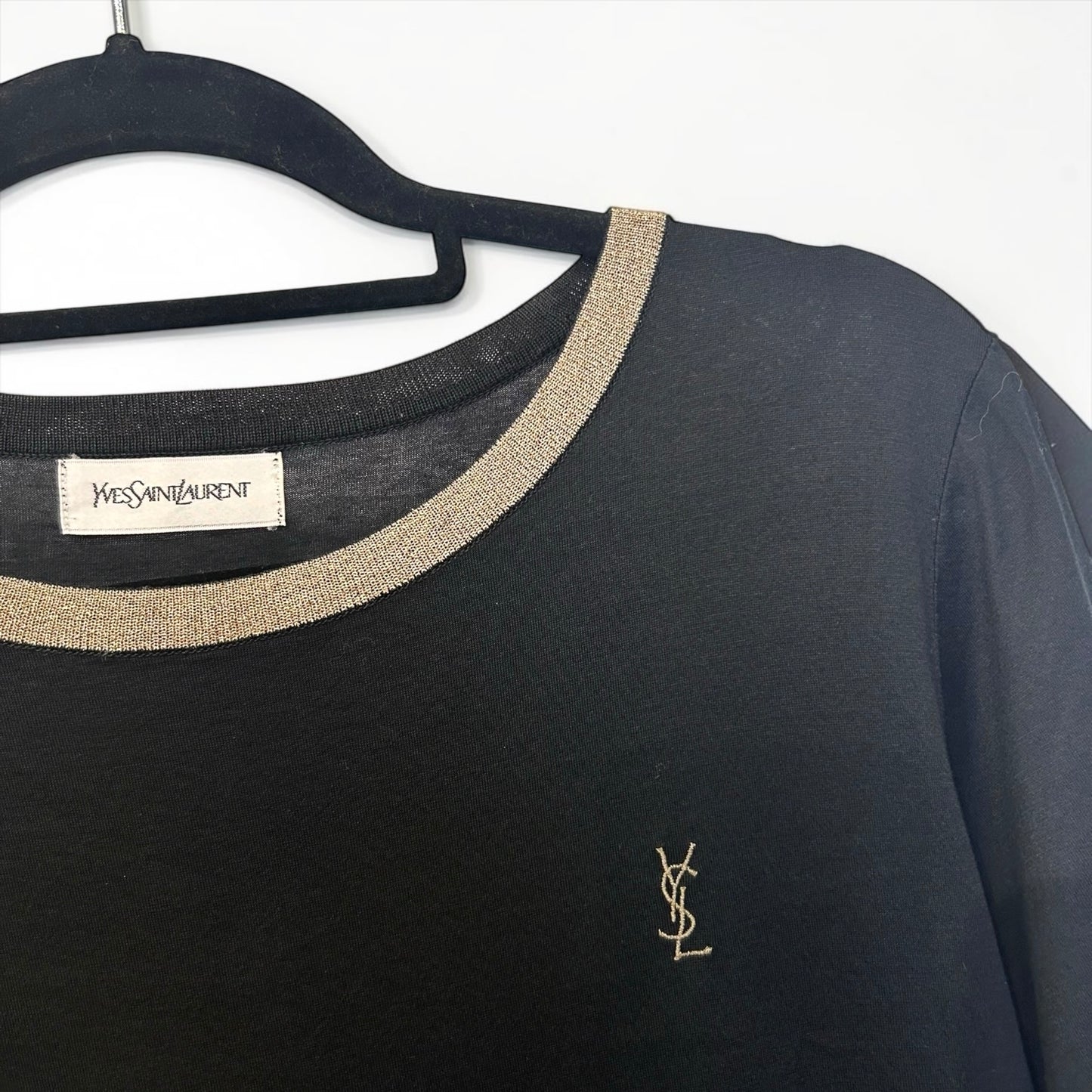 Vintage Yves Saint Laurent Top with Metallic Trim | Late 90s -Early 2000s