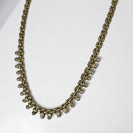 Vintage Gold plated zirconia necklace