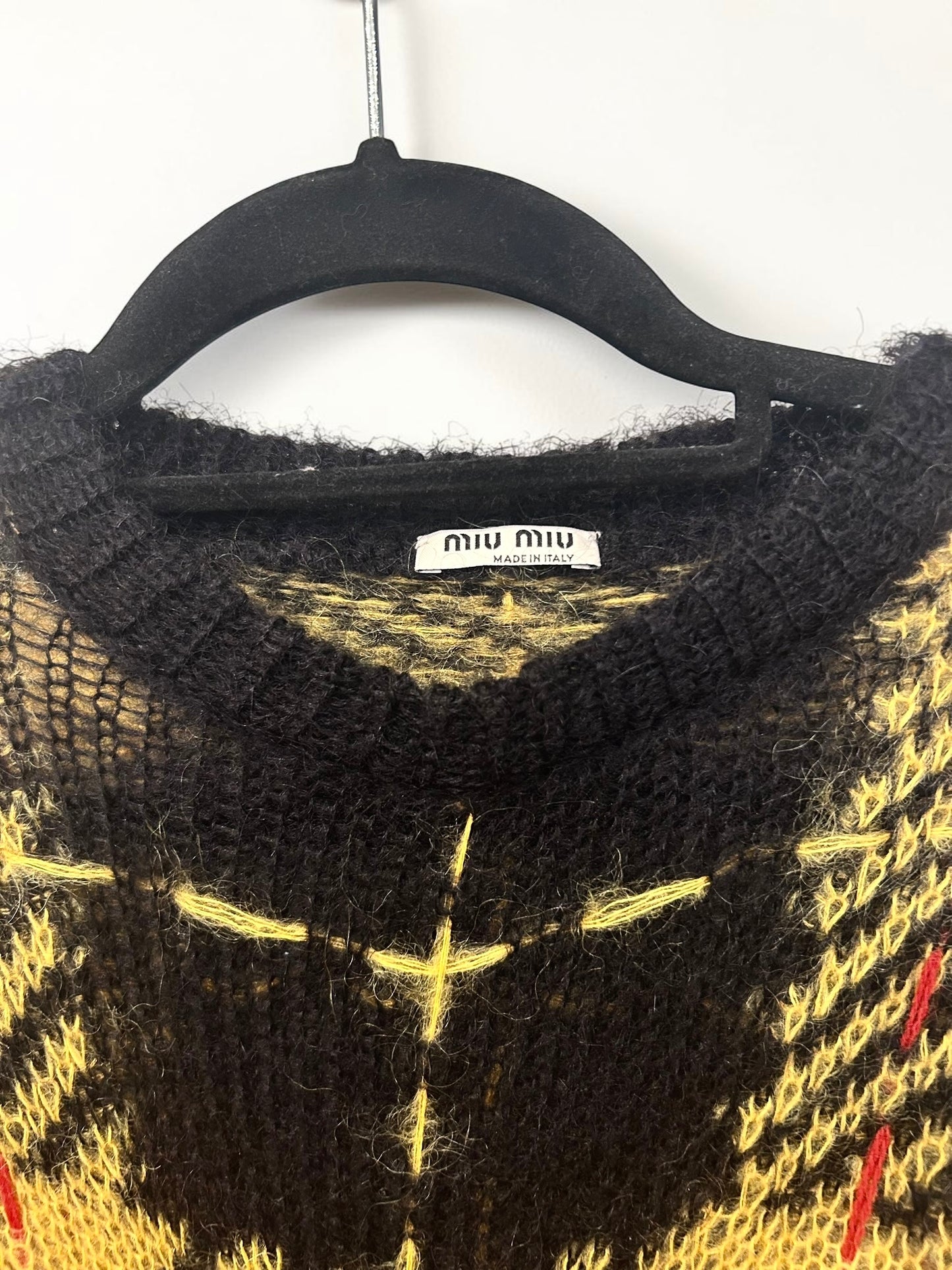 Miu Miu Plaid Cropped Mohair Blend Sweater