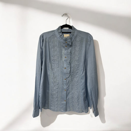 Sezane blue lace shirt