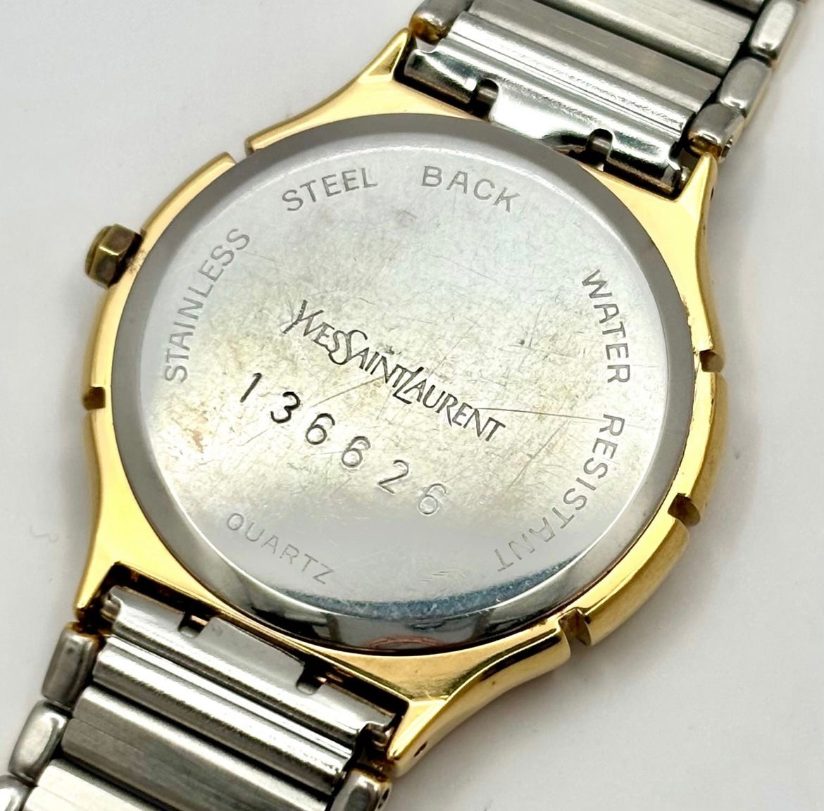 Vintage Yves Saint Laurent Two-Tone Roman Dial Quartz Watch |1990s