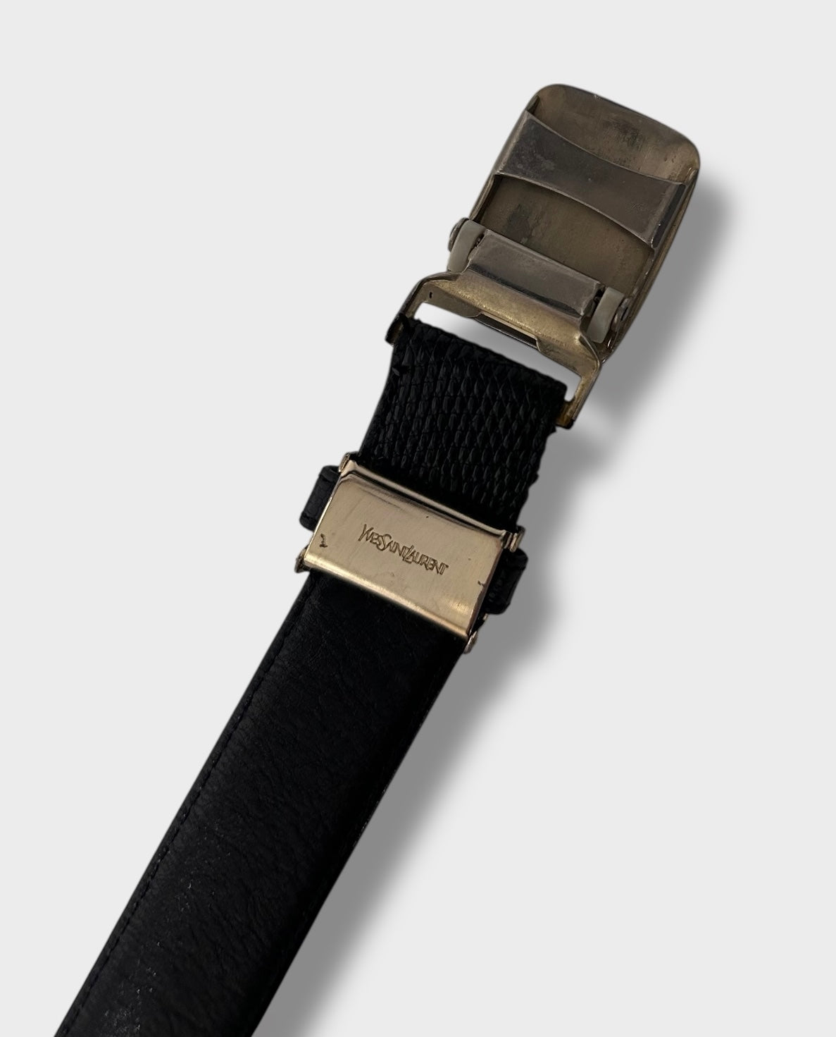 Vintage Yves Saint Laurent Black Textured Leather Belt