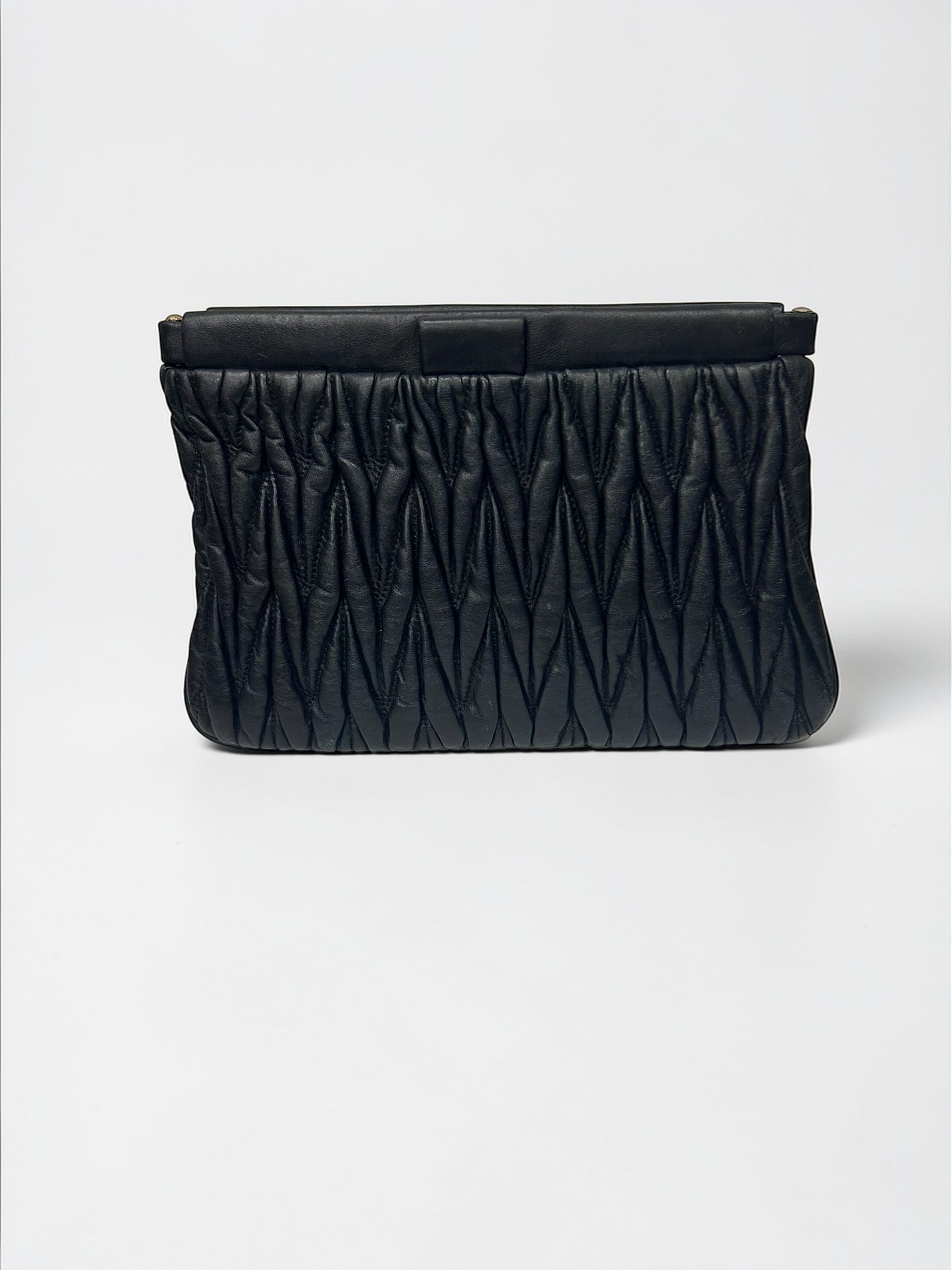 Miu Miu Black Matelassé Leather Clutch | 2000’s