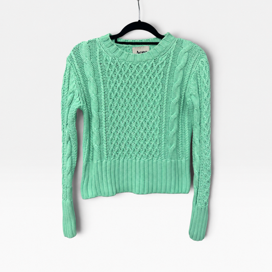 Acne Mint Cable Knit Cotton Sweater