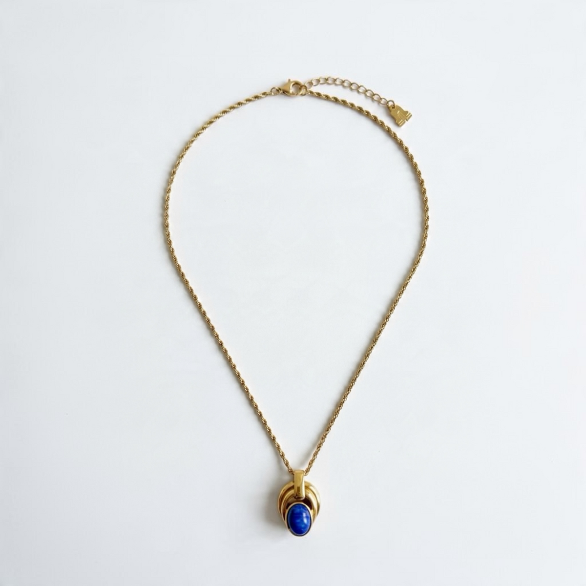 Vintage Lanvin Gold-Plated Blue Cabochon Necklace | 1990s