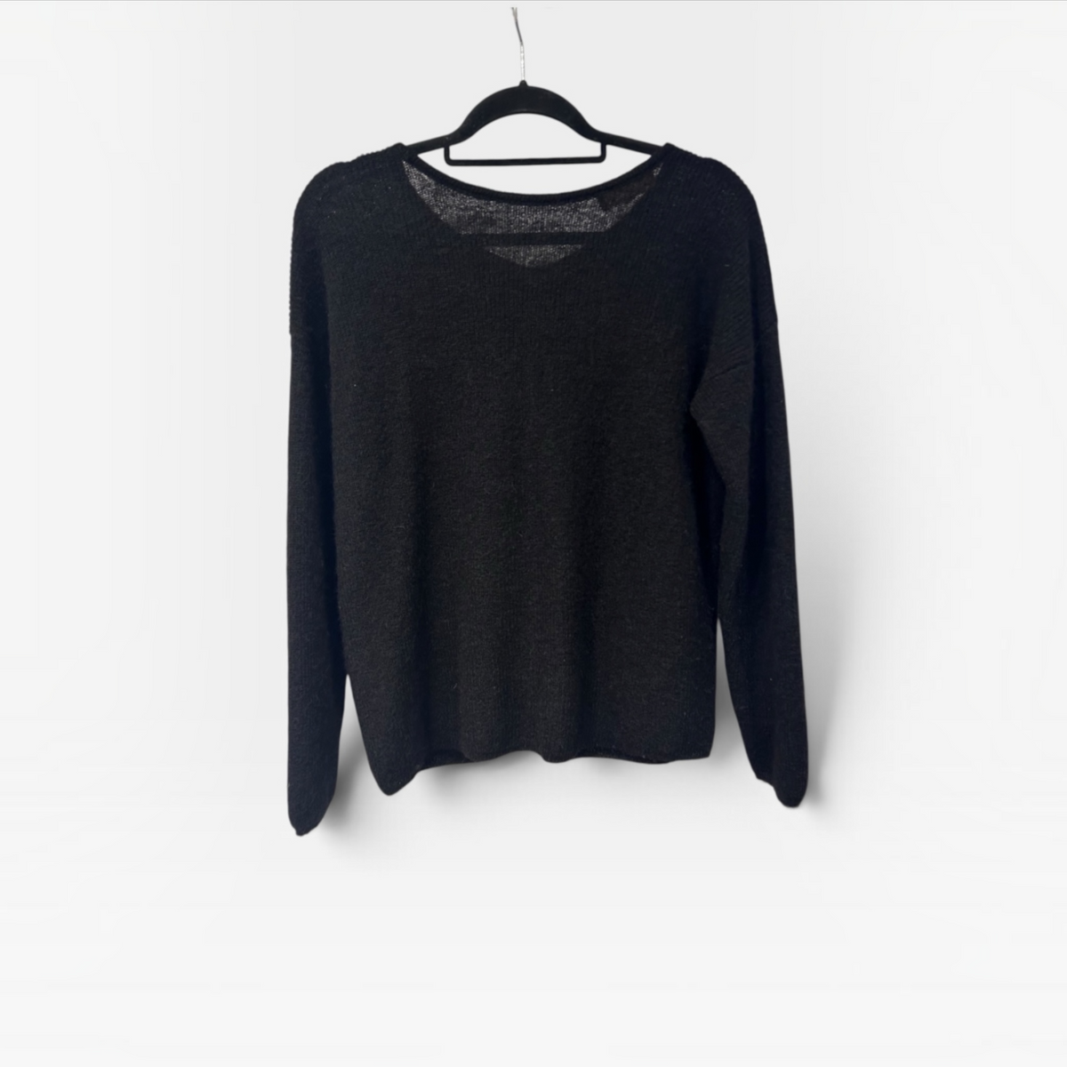 Sézane Black Mohair & Alpaca Pearl Button Cardigan