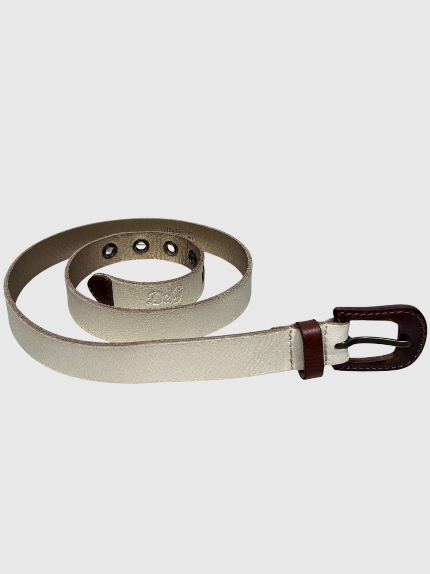 Vintage Dolce & Gabbana White Leather Belt |Early 2000s