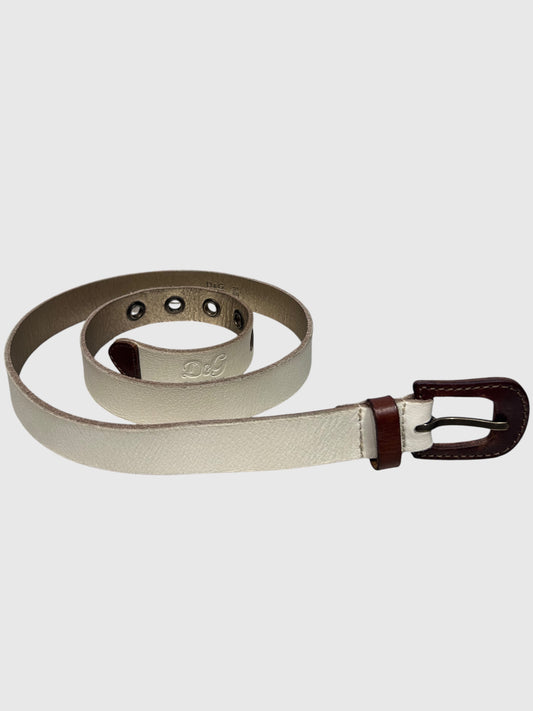 Vintage Dolce & Gabbana White Leather Belt |Early 2000s