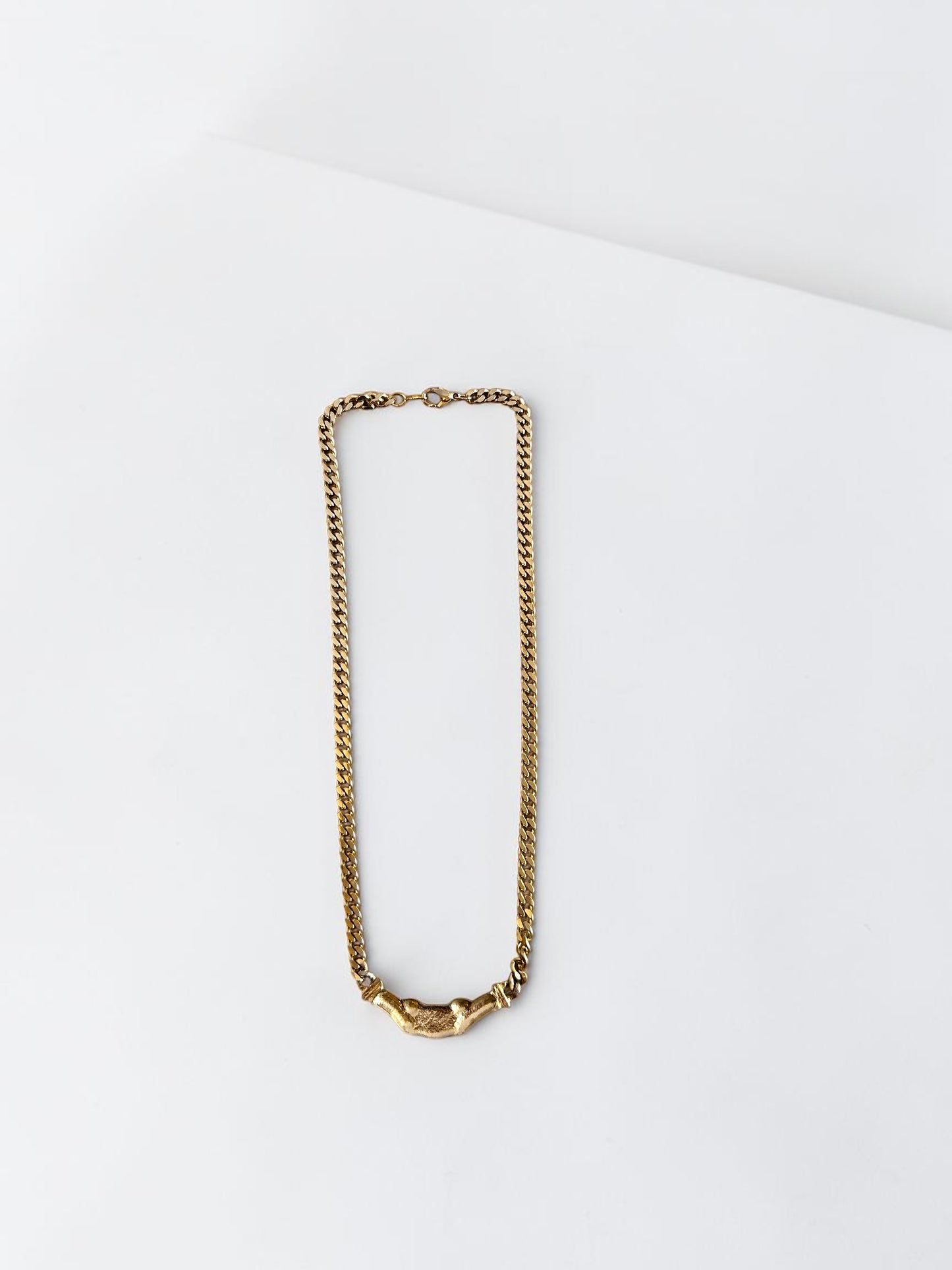 Vintage Gold Plated Rhinestone Necklace| 80s