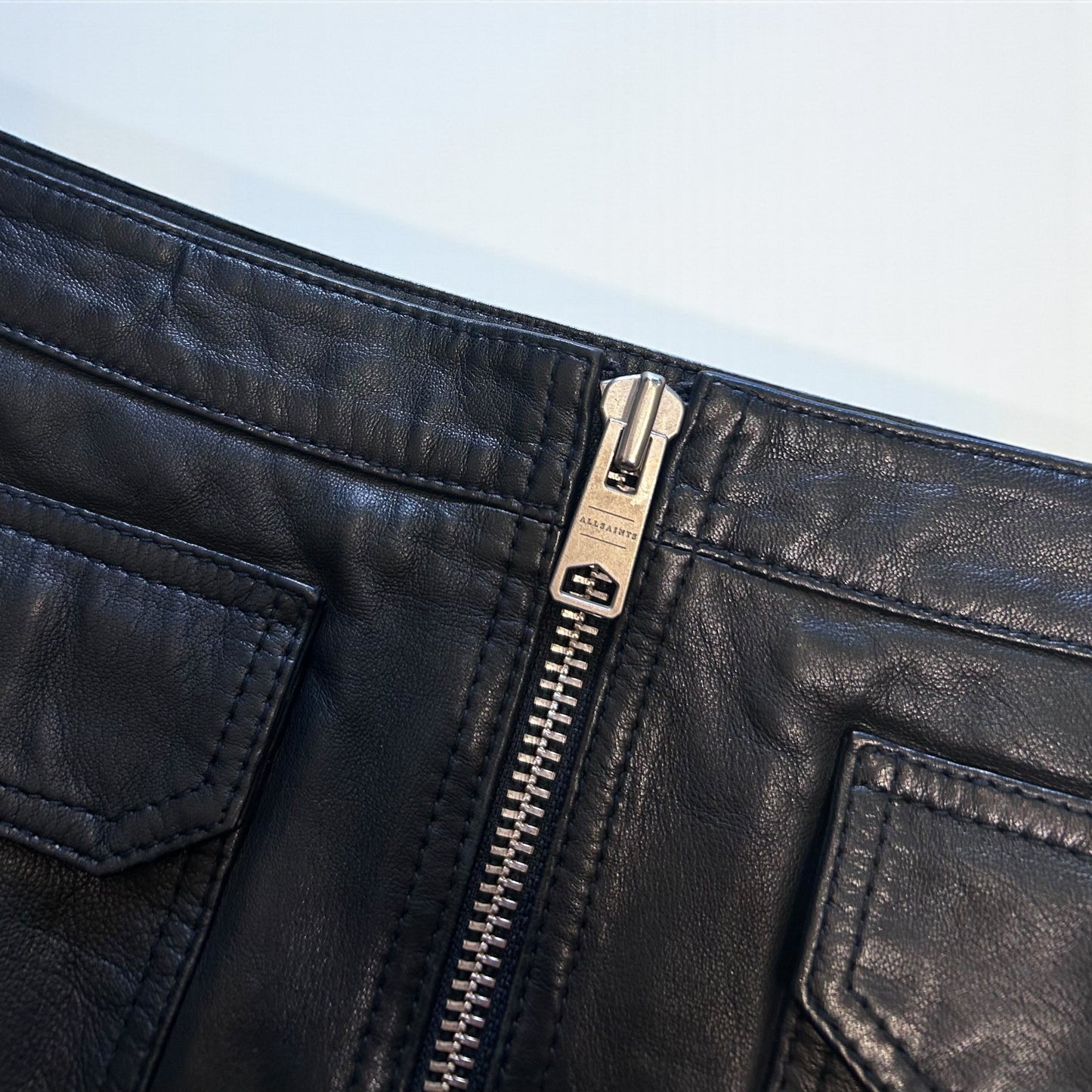 AllSaints Black Leather Mini Skirt