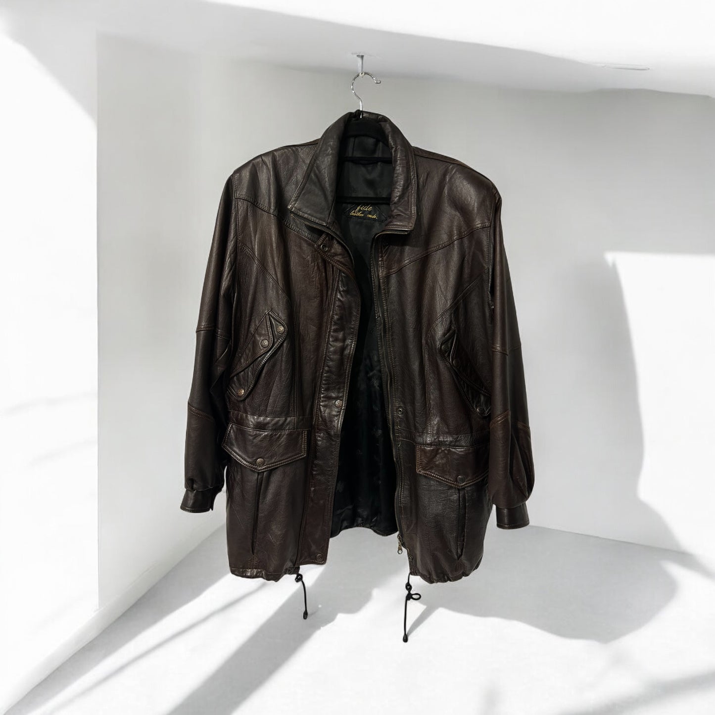 Vintage  brown long leather jacket