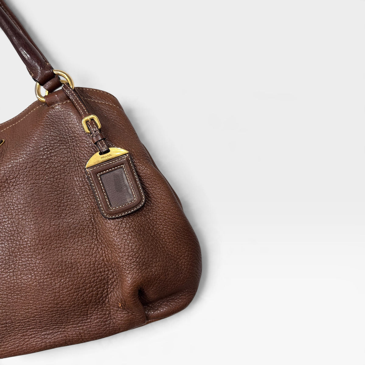Vintage Prada Brown Leather Shoulder Bag | Early 2000s
‫