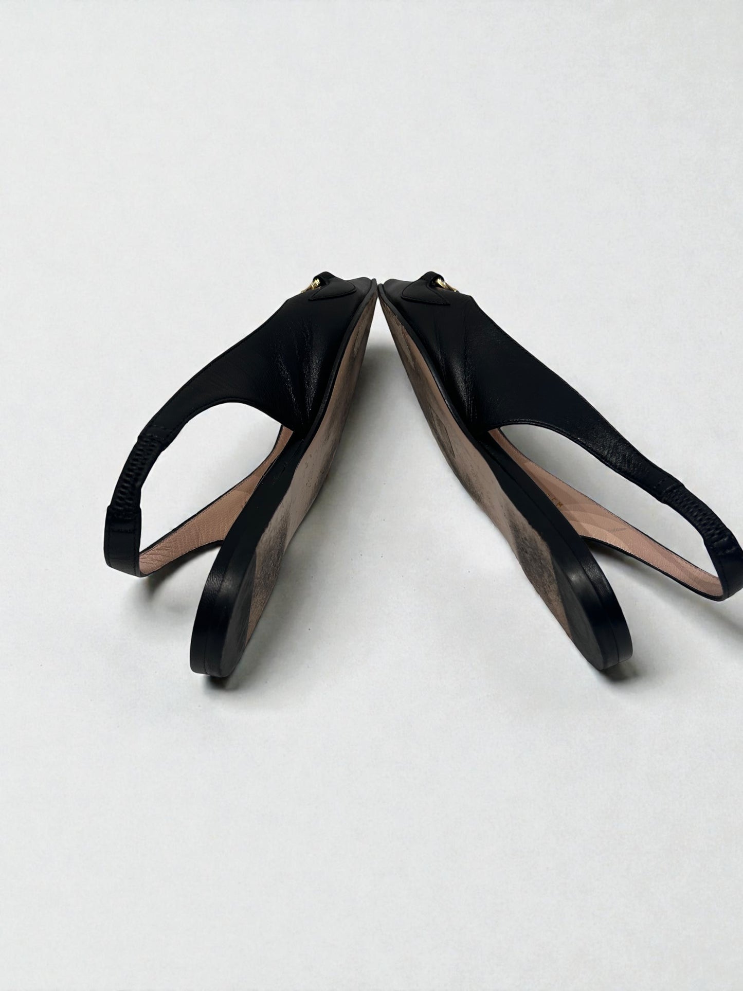 Gucci Leather Slingback Flats with Interlocking GG Hardware