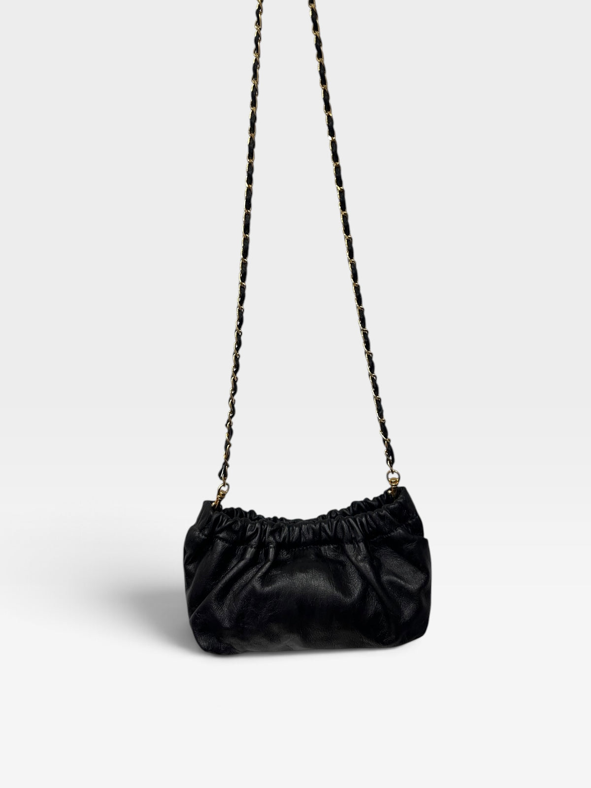 Vintage Miu Miu Ruched Leather Chain Shoulder Bag|2000s