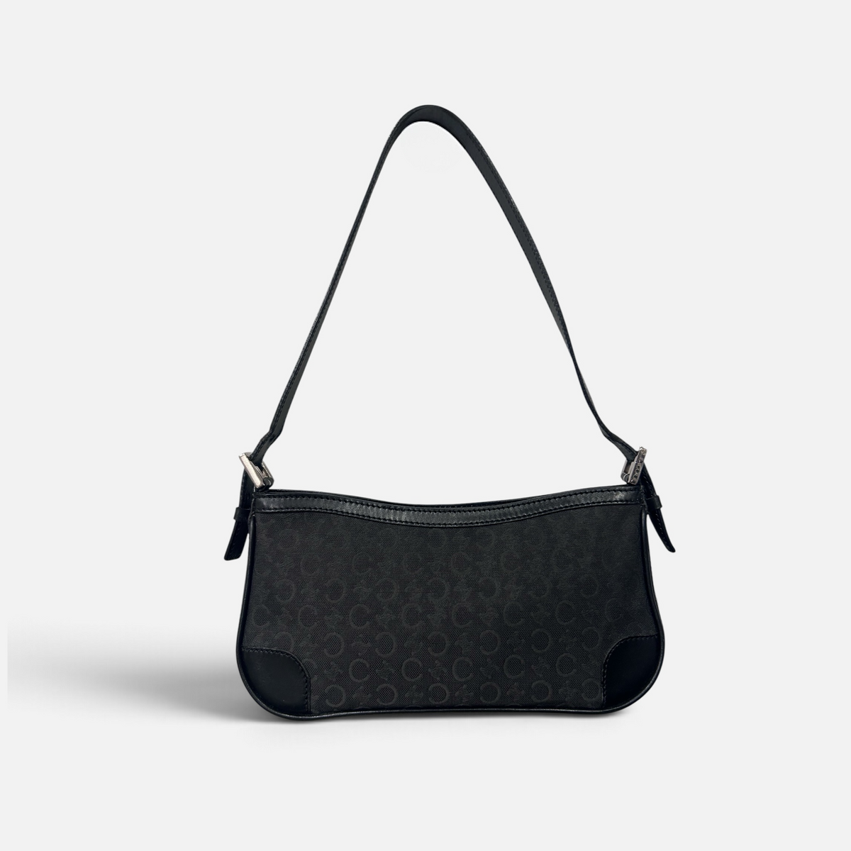 Vintage Celine Black Macadam Shoulder Bag | Early 2000s