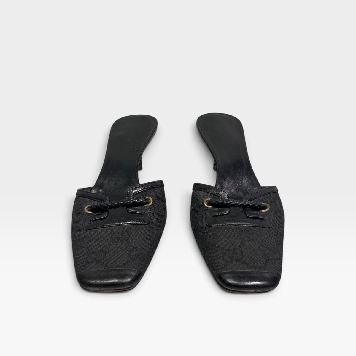 Vintage Gucci Black Kitten Heel Mules | Early 2000s, Tom Ford Era