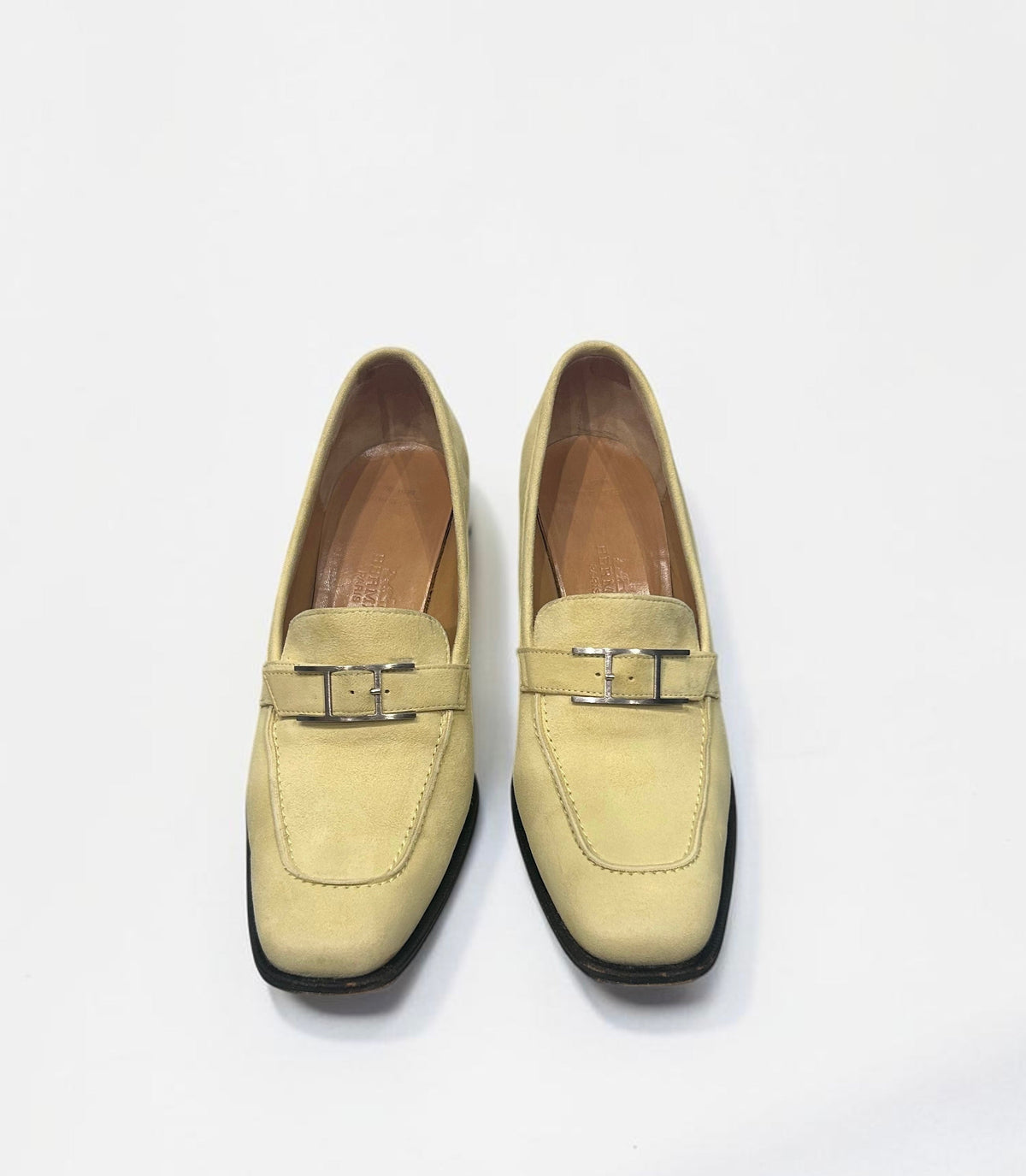 Vintage Hermès Suede Loafer Pumps with H Buckle | Early 2000s