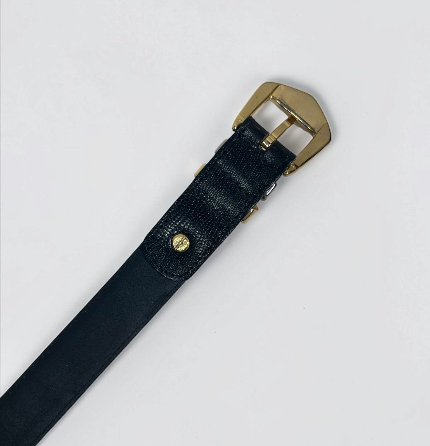Vintage Gianni Versace Leather Belt with Two-Tone Hardware| circa late 1980s / early 1990s