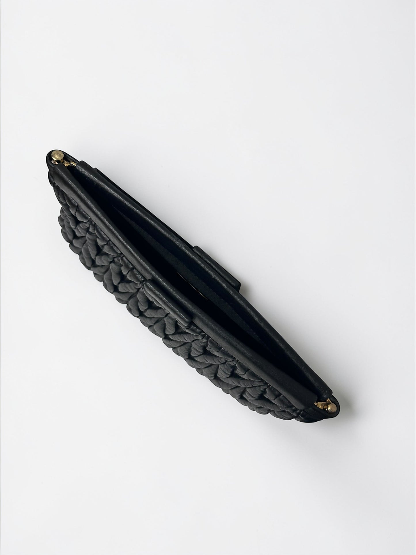 Miu Miu Black Matelassé Leather Clutch | 2000’s