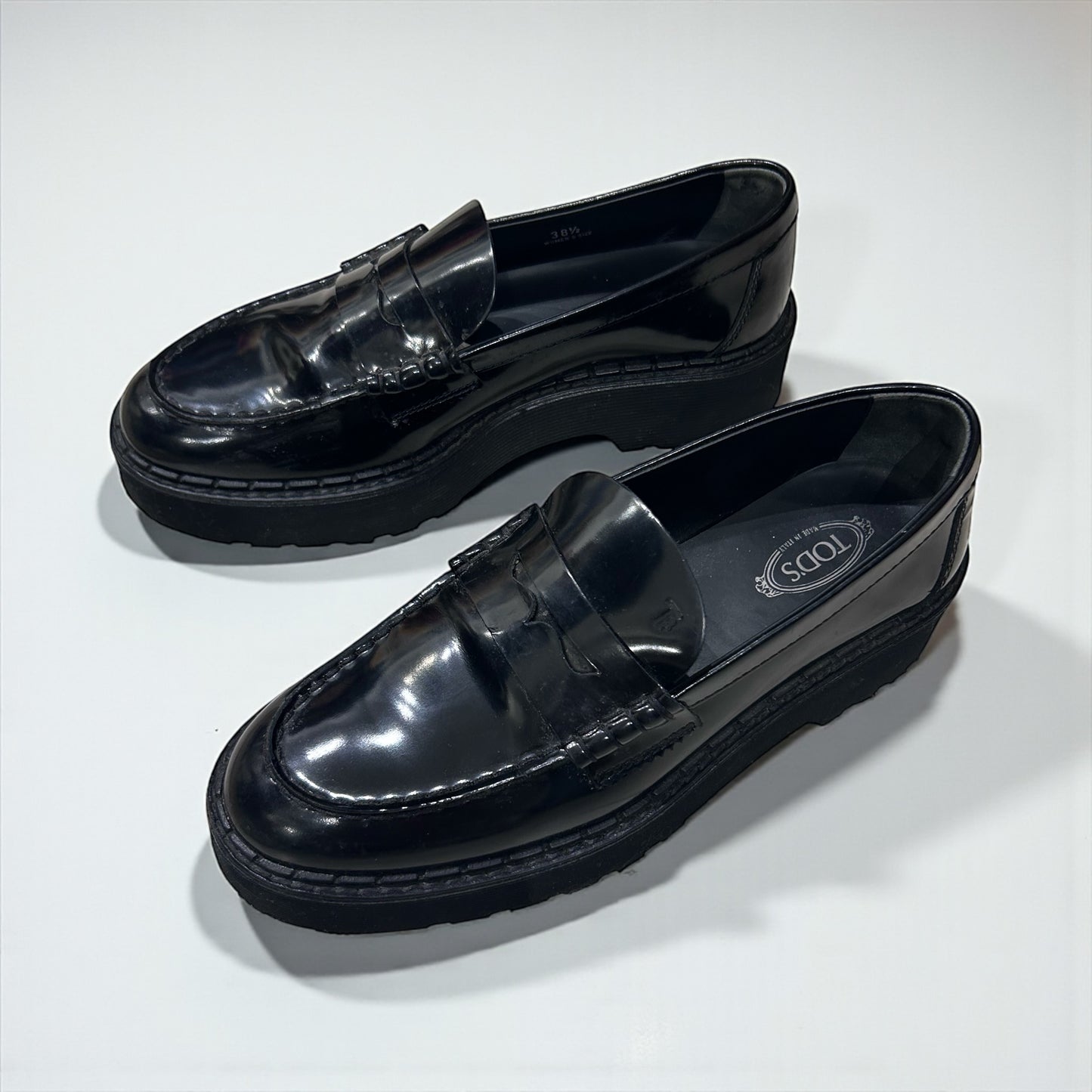 TOD’S Black Patent Leather Platform Loafers