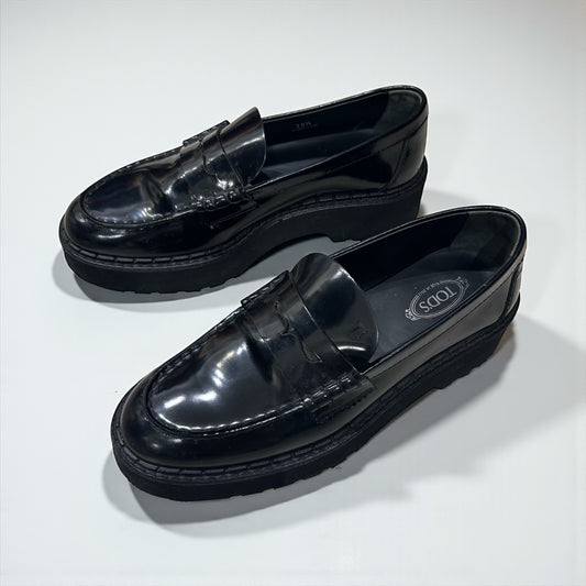 TOD’S Black Patent Leather Platform Loafers