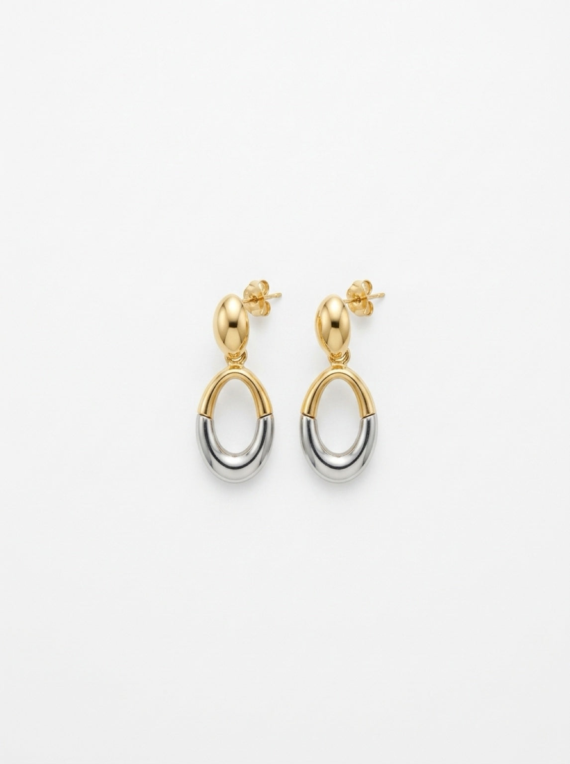Vintage Two-Tone Oval Drop Earrings| 1990S