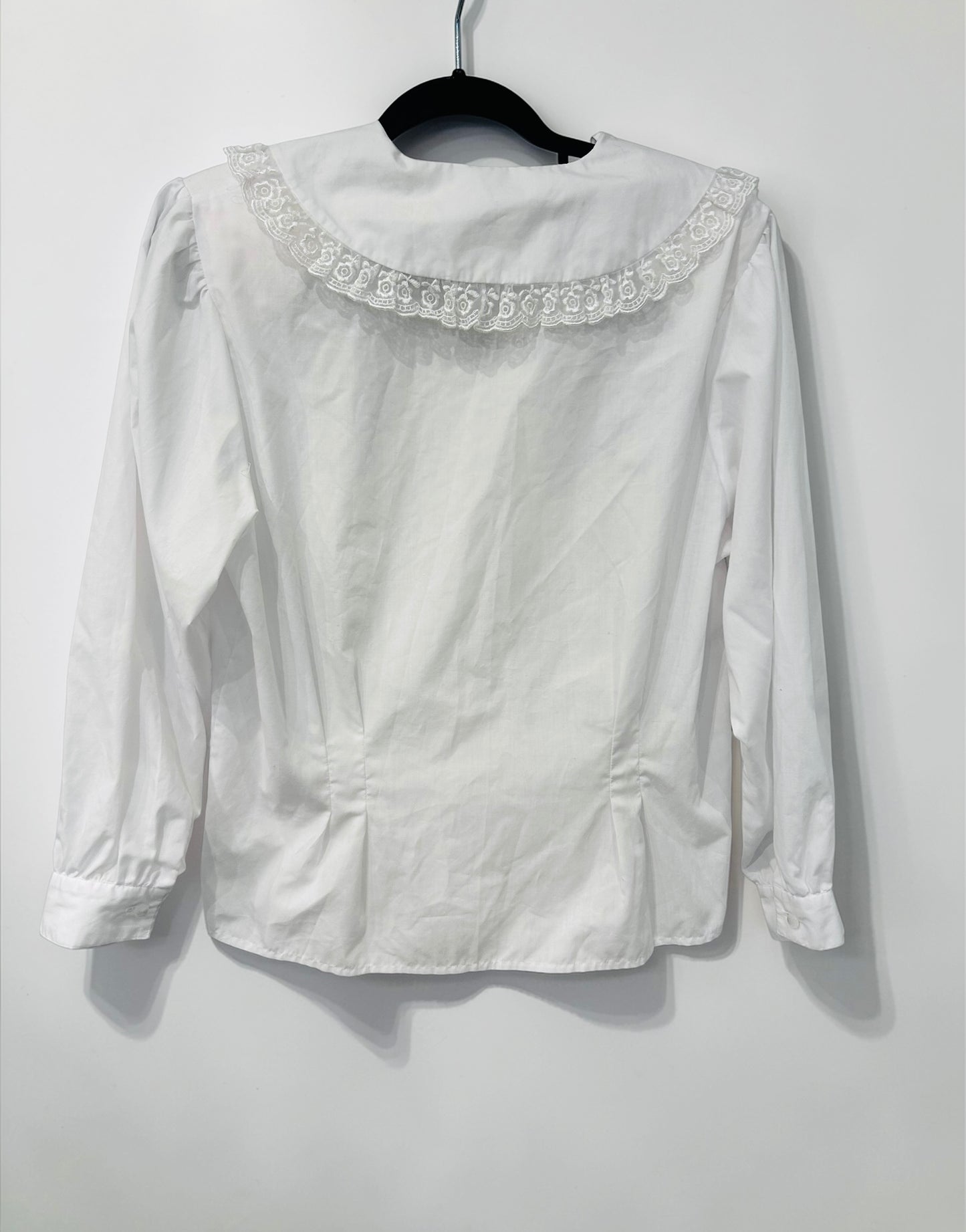 Vintage White Lace Collar Blouse| 1980s