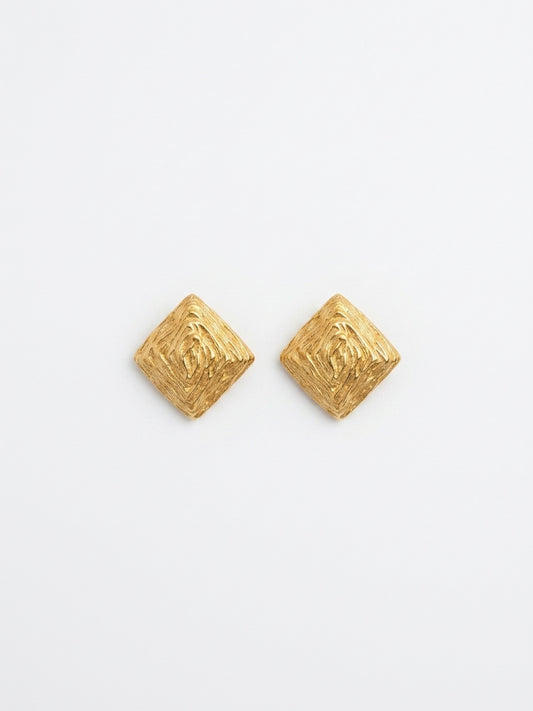 Vintage Gold Plated Statement Clip-On Earrings| 1980s