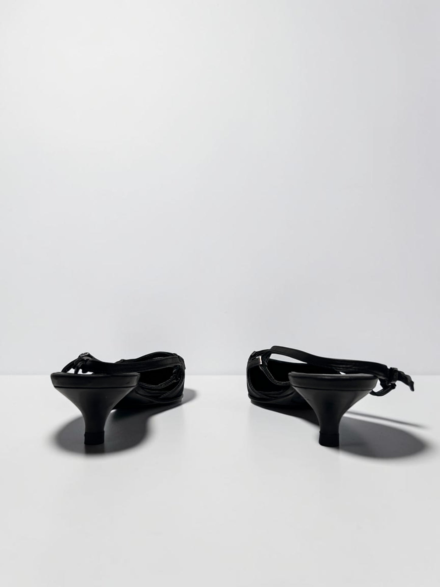 Vintage Fendi Black Zucca Slingback Kitten Heels | Early 2000s
