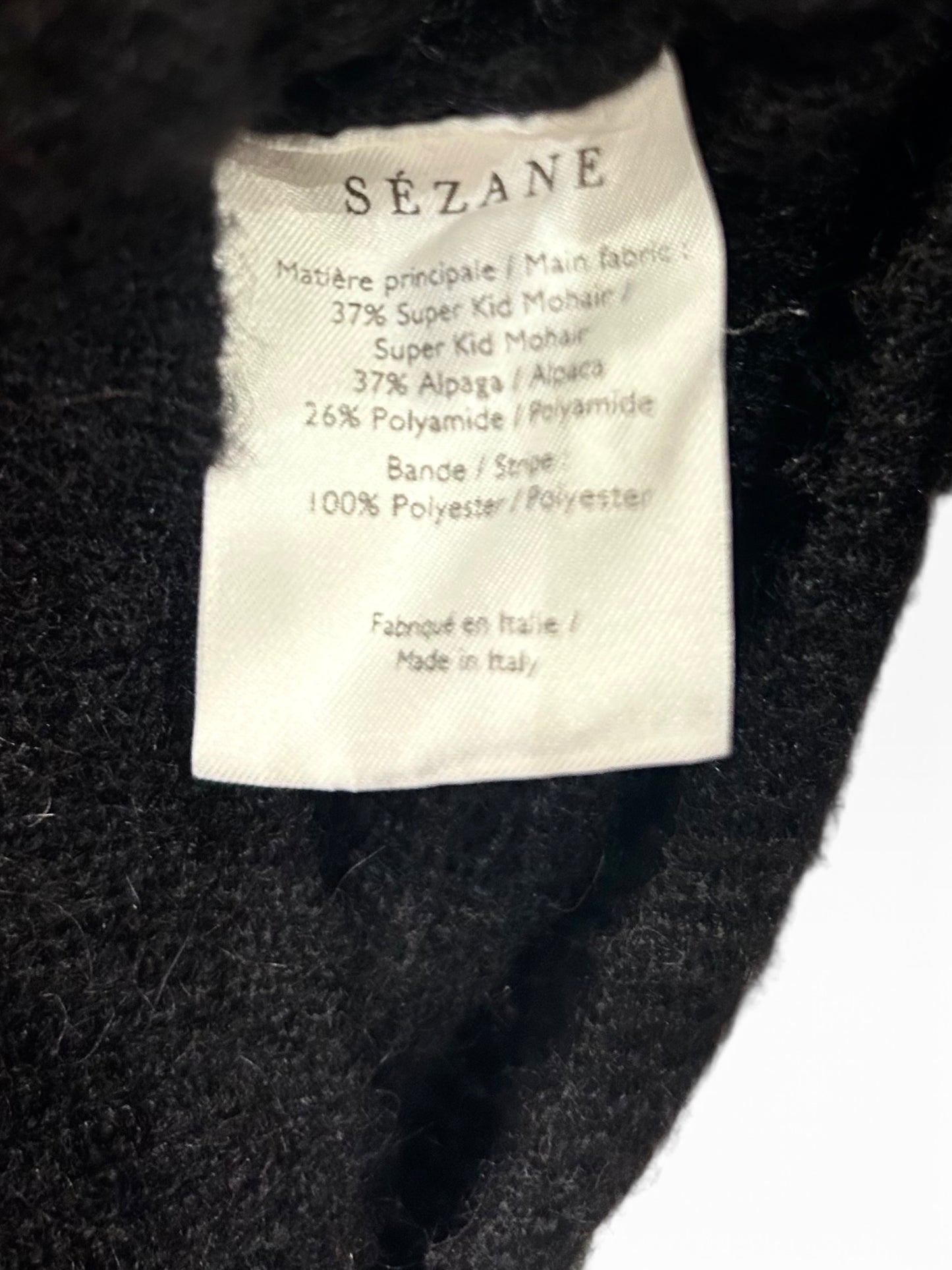 Sézane Black Mohair & Alpaca Pearl Button Cardigan