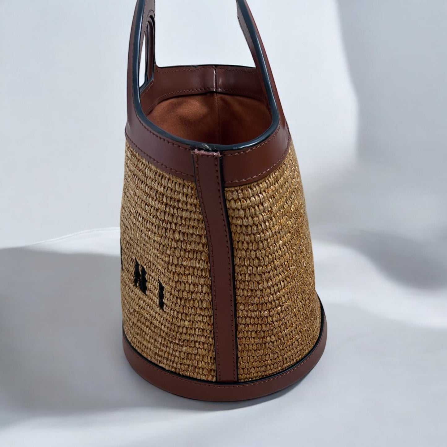 Marni Raffia & Leather Logo Tote Bag