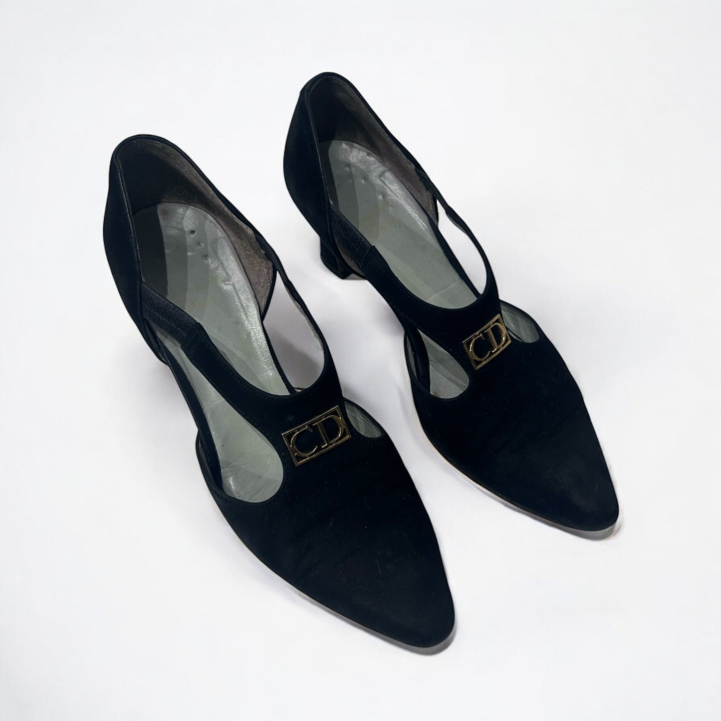 Vintage Christian Dior Black Suede CD Pumps | 1990s