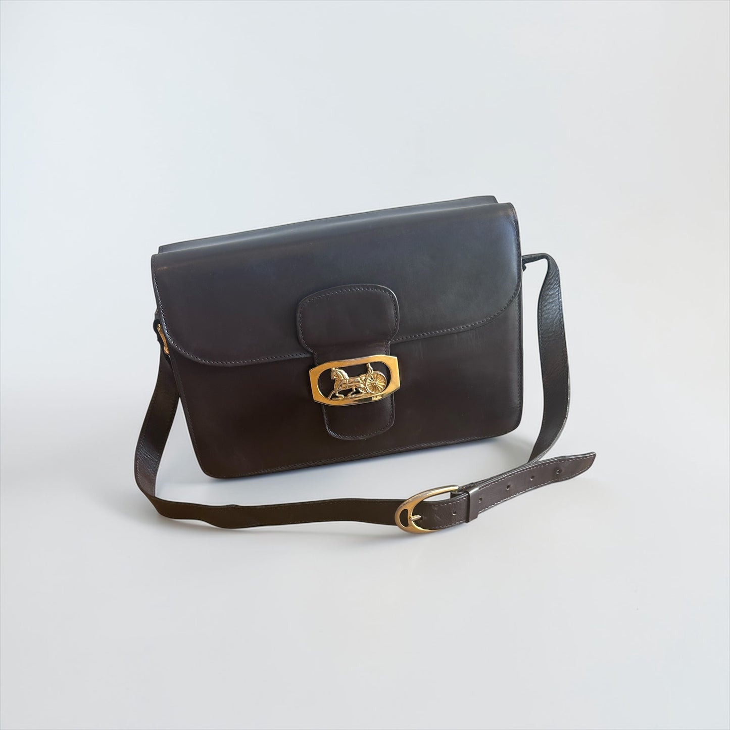 Vintage Celine Horse Carriage Leather Shoulder Bag|1970s
