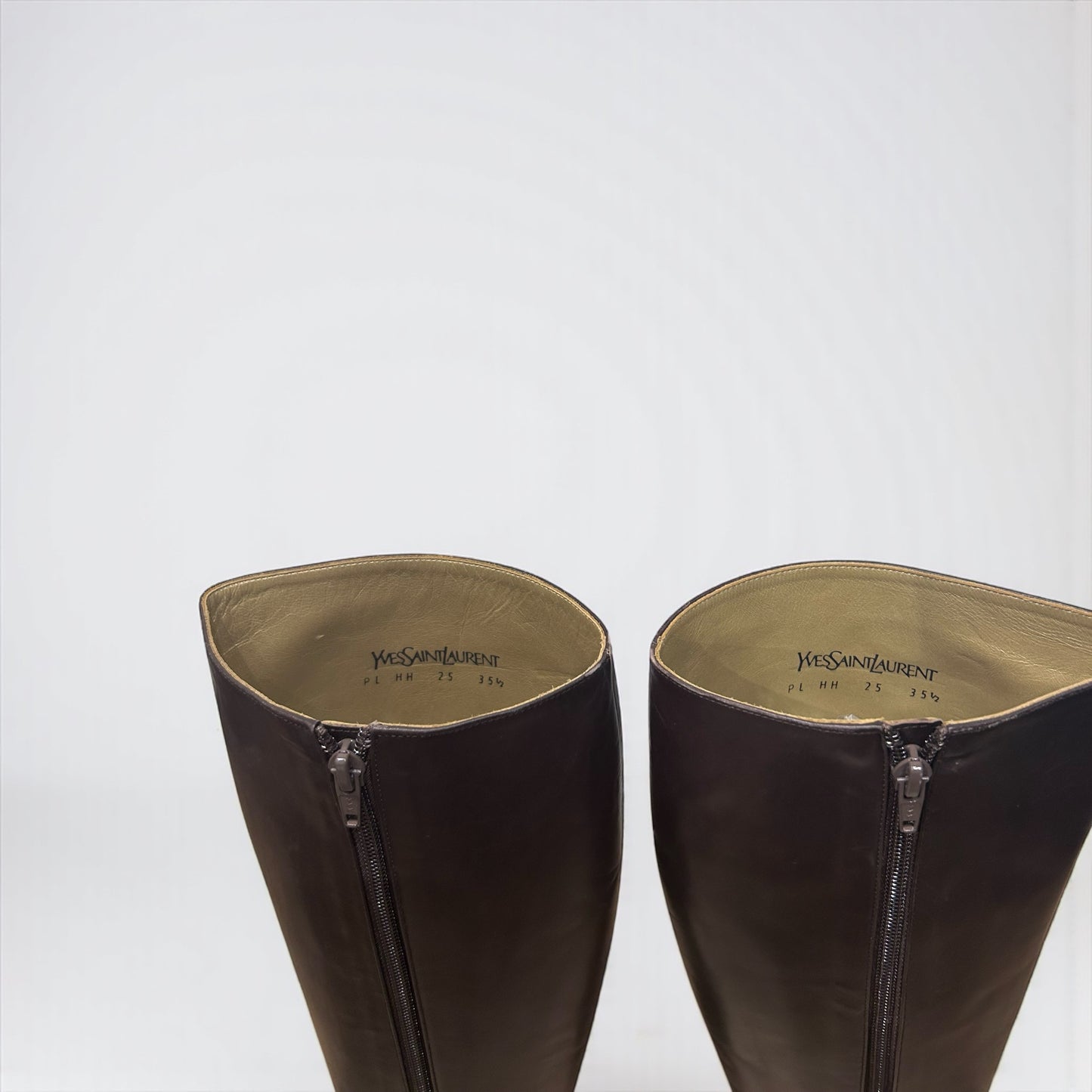 Yves Saint Laurent Brown Leather Knee-High Boots |90׳s